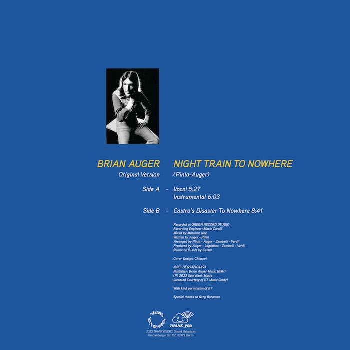 ( THANKYOU 027 ) BRIAN AUGER - Night Train To Nowhere ( 12" ) Thank You